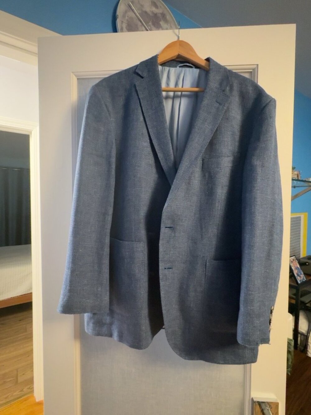 Rodd & Gunn 2XL Sports Fit Blue Wool Linen Blazer Italian Fabric
